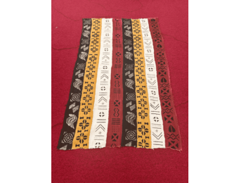 Mudcloth Fabric. Multi Color Adinkra Print Style 4 Handmade in Mali 100% Cotton. Sizes vary: 38-45in x 63-68in for clothing and decorating