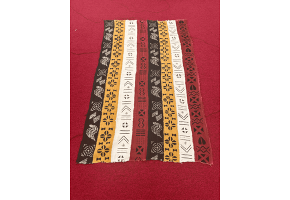 Mudcloth Fabric. Multi Color Adinkra Print Style 4 Handmade in Mali 100% Cotton. Sizes vary: 38-45in x 63-68in for clothing and decorating