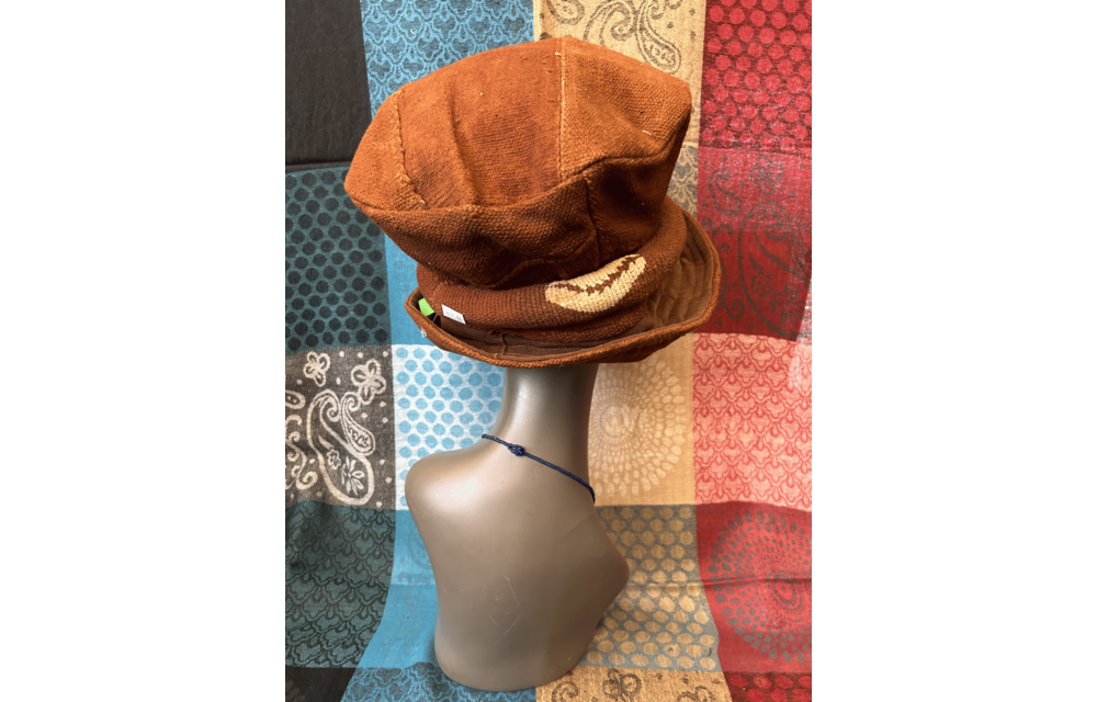 Mudcloth Hat Single Roll Brown and White Print