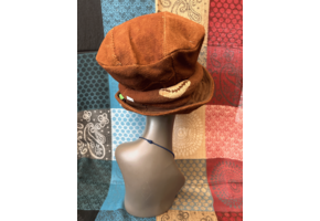Mudcloth Hat Single Roll Brown and White Print
