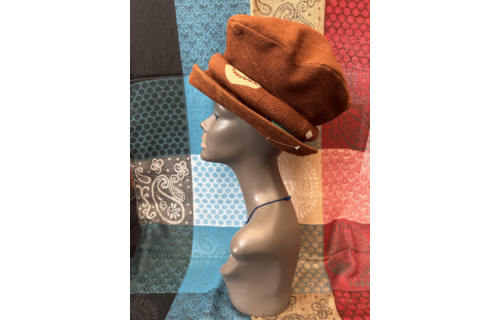 Mudcloth Hat Single Roll Brown and White Print