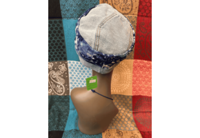 Mudcloth Hat with Brim Denim Purple and White Print