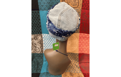 Mudcloth Hat with Brim Denim Purple and White Print