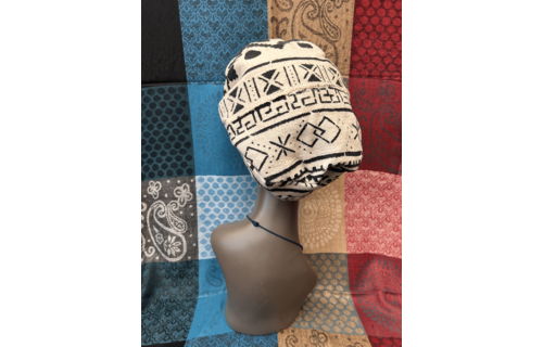 Mudcloth Hat White and Black Print
