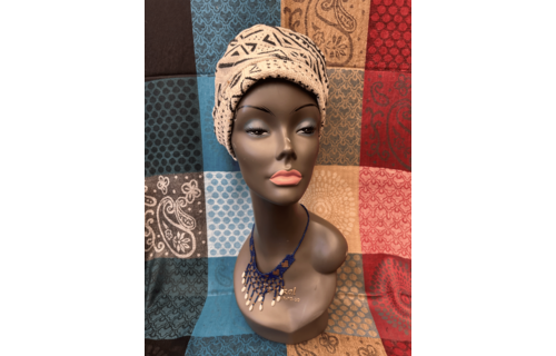 Mudcloth Hat White and Black Print