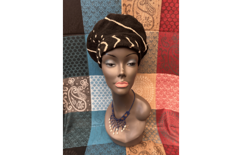 Mudcloth Hat Black and White Print