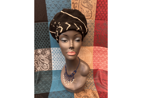 Mudcloth Hat Black and White Print