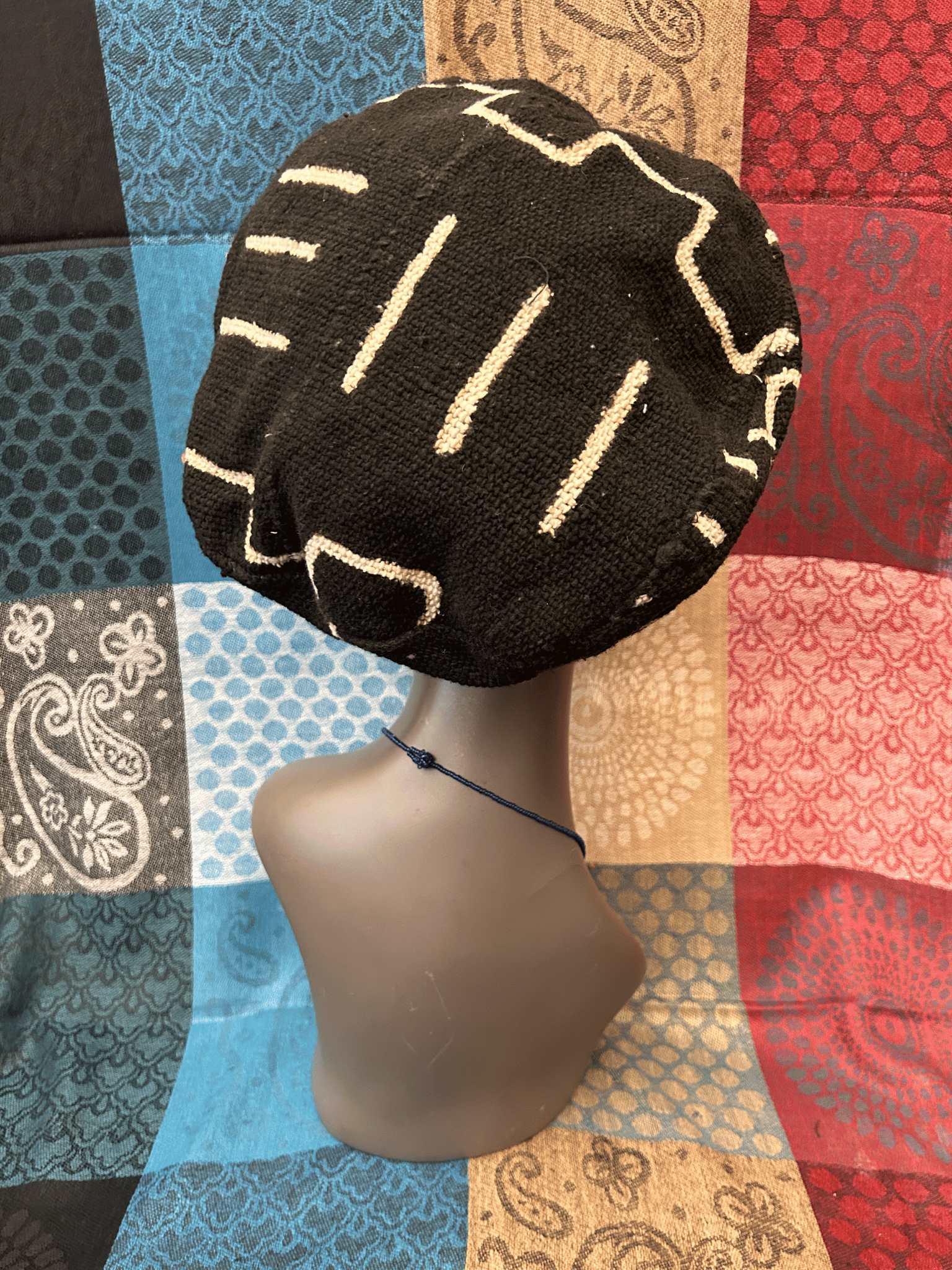 Mudcloth Hat Black and White Print