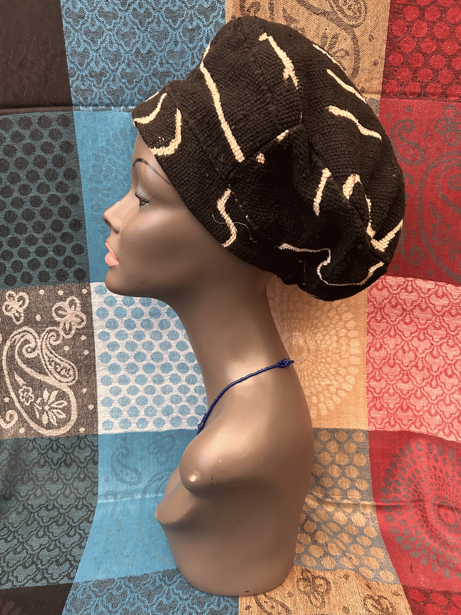 Mudcloth Hat Black and White Print