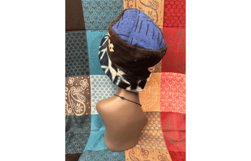 Mudcloth Bucket Style Hat Black Blue and White Print