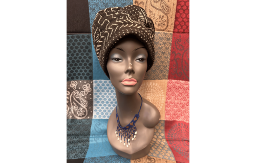 Mudcloth Hat Black and White Print