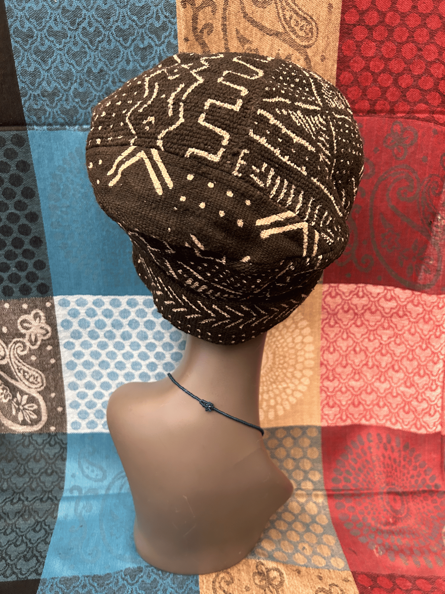 Mudcloth Hat Black and White Print