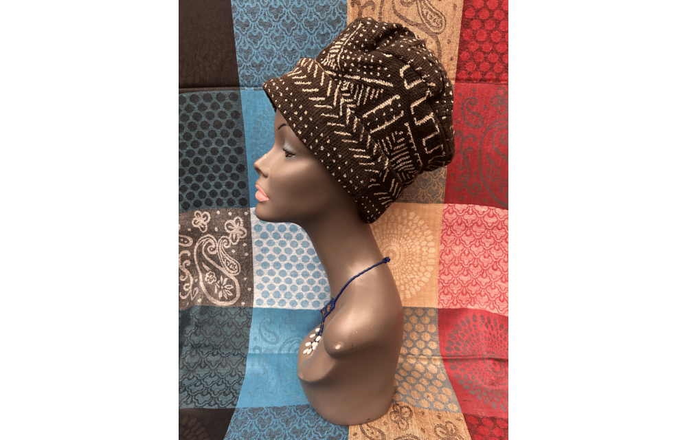 Mudcloth Hat Black and White Print