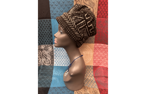 Mudcloth Hat Black and White Print