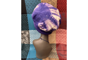 Mudcloth Hat Single Roll Purple and White Print