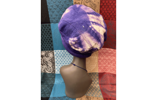 Mudcloth Hat Single Roll Purple and White Print