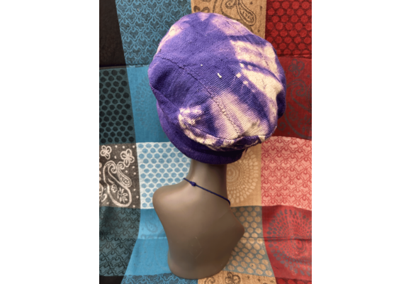 Mudcloth Hat Single Roll Purple and White Print
