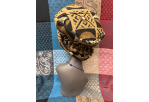 Mudcloth Hat Brown Black and White Print