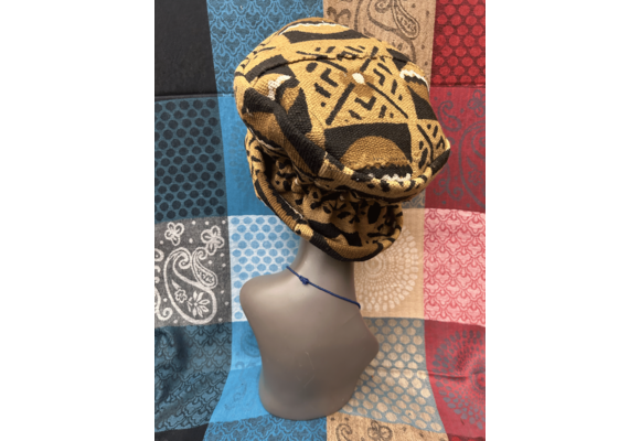 Mudcloth Hat Brown Black and White Print