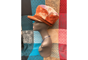 Mudcloth Hat with Brim Orange Purple and White