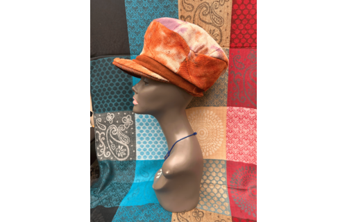 Mudcloth Hat with Brim Orange Purple and White