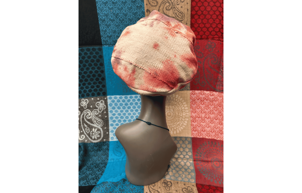 Mudcloth Hat with Brim Orange Purple and White