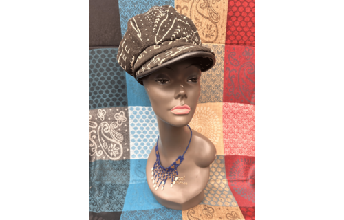 Mudcloth Hat with Brim Black and White