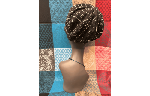 Mudcloth Hat with Brim Black and White