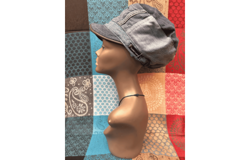 Mudcloth Hat with Brim Denim Purple and White