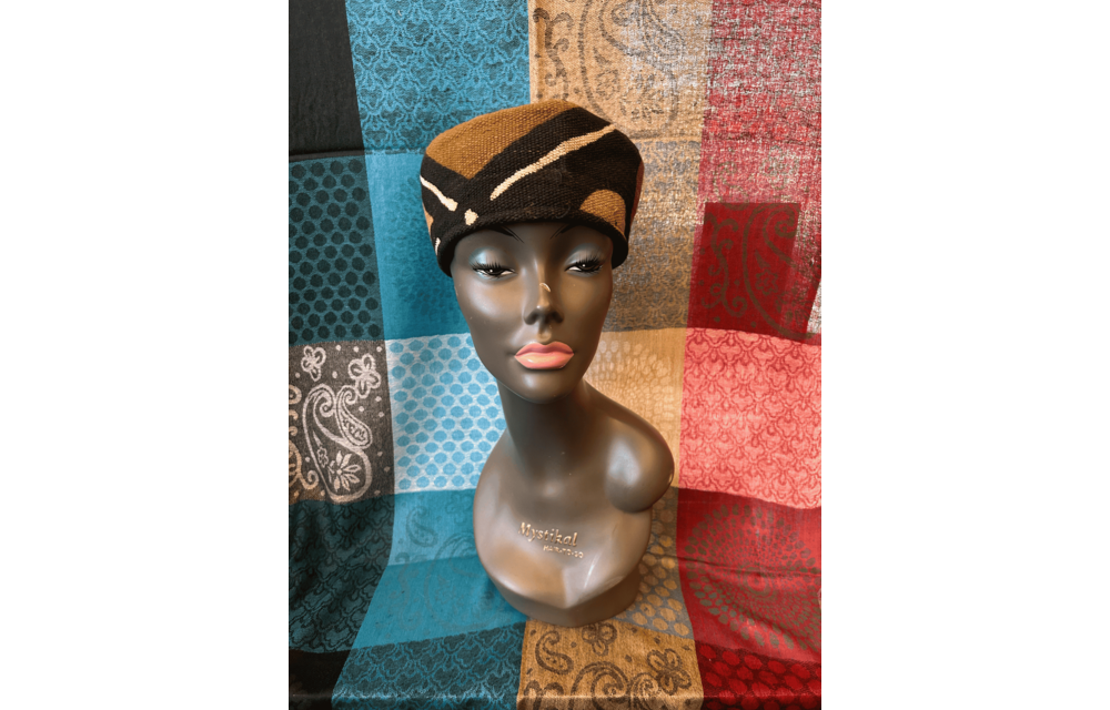 Mudcloth Kofi Hat Black Brown and White