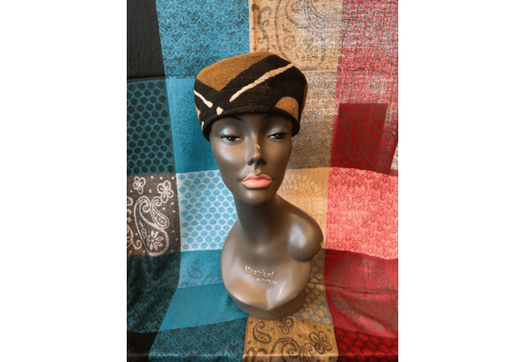 Mudcloth Kofi Hat Black Brown and White