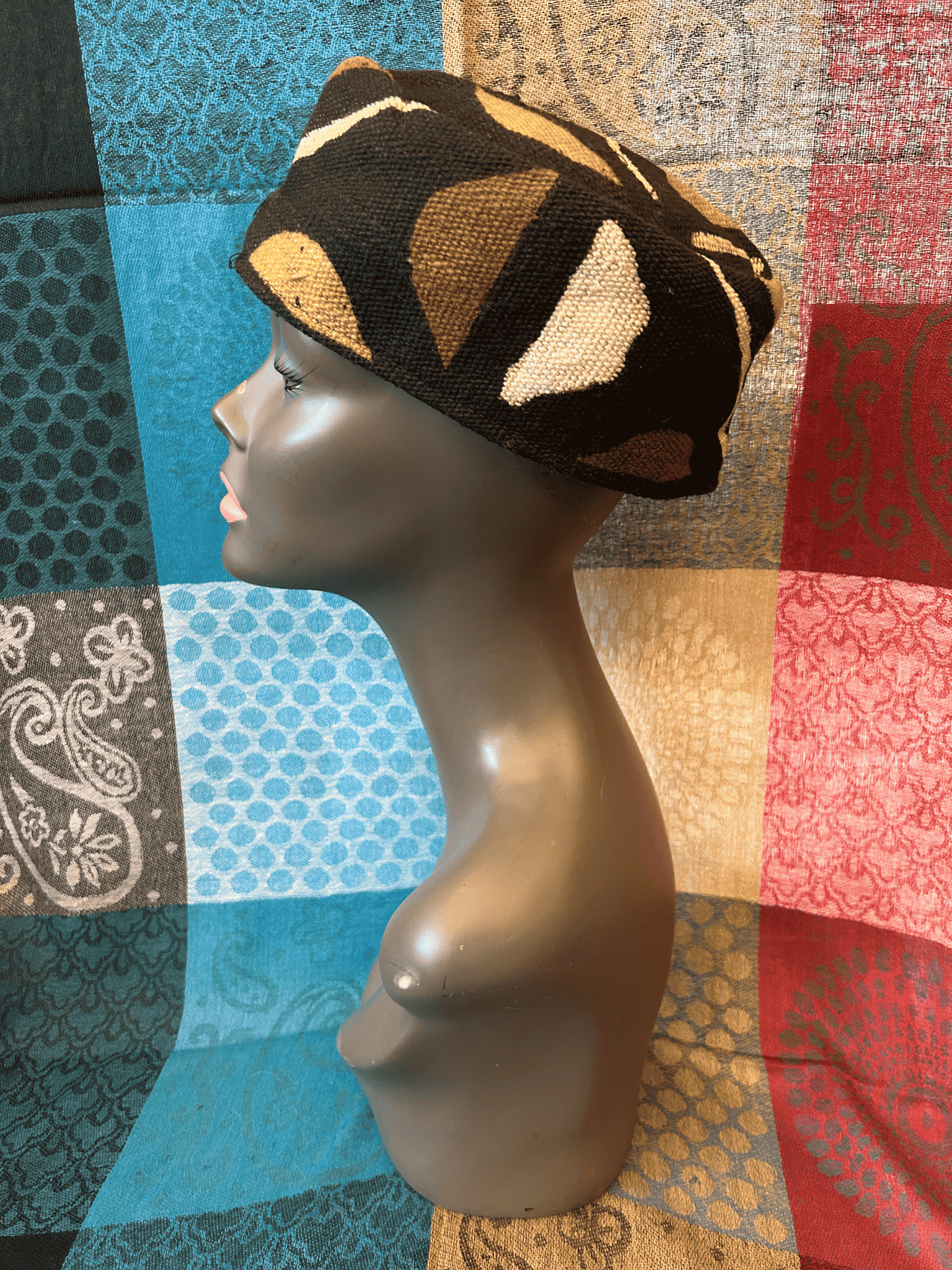 Mudcloth Kofi Hat Black Brown and White