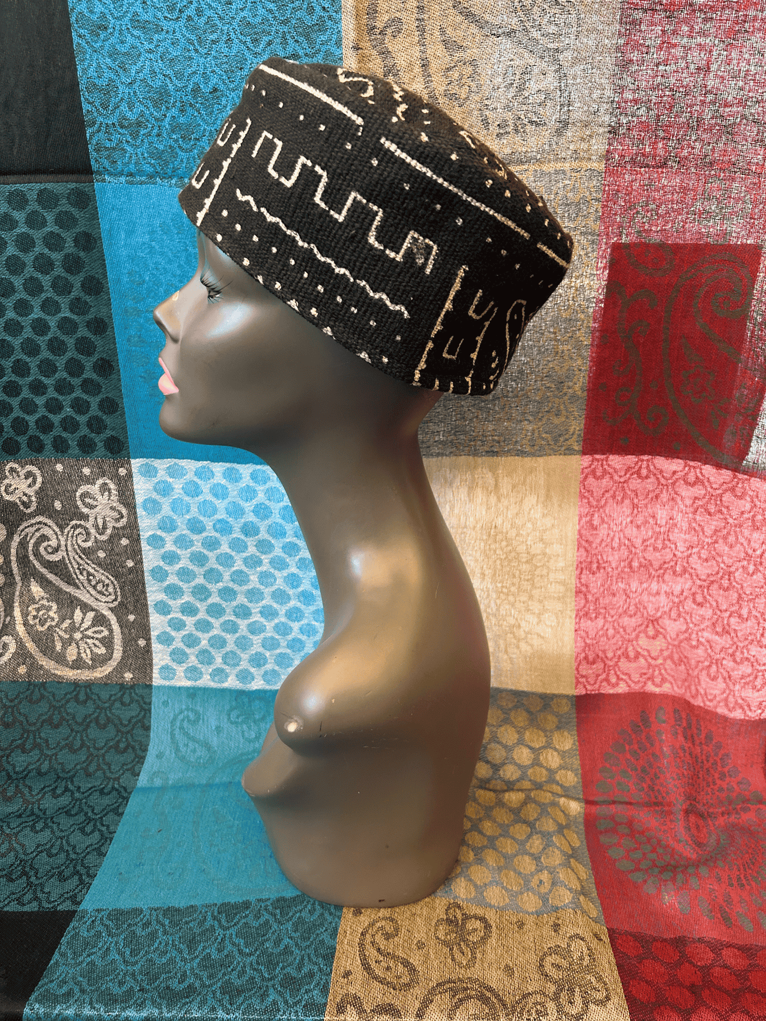 Mudcloth Kofi Hat Black and White