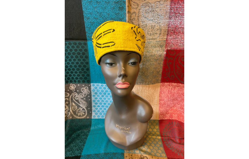 Mudcloth Kofi Hat Yellow Green and White