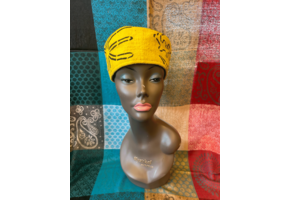 Mudcloth Kofi Hat Yellow Green and White