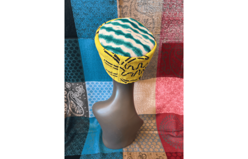 Mudcloth Kofi Hat Yellow Green and White