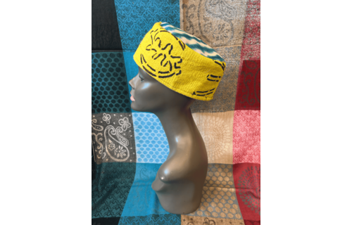 Mudcloth Kofi Hat Yellow Green and White