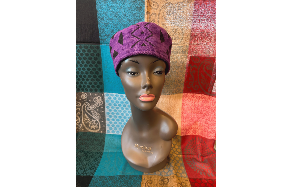 Mudcloth Kofi Hat Purple and Black