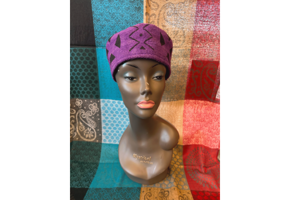 Mudcloth Kofi Hat Purple and Black