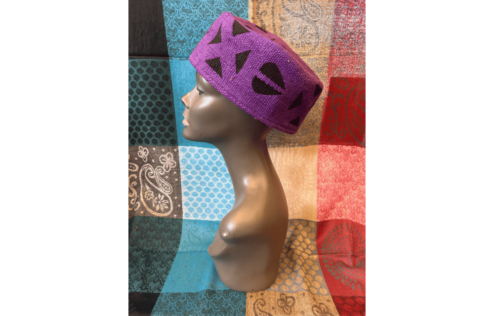 Mudcloth Kofi Hat Purple and Black