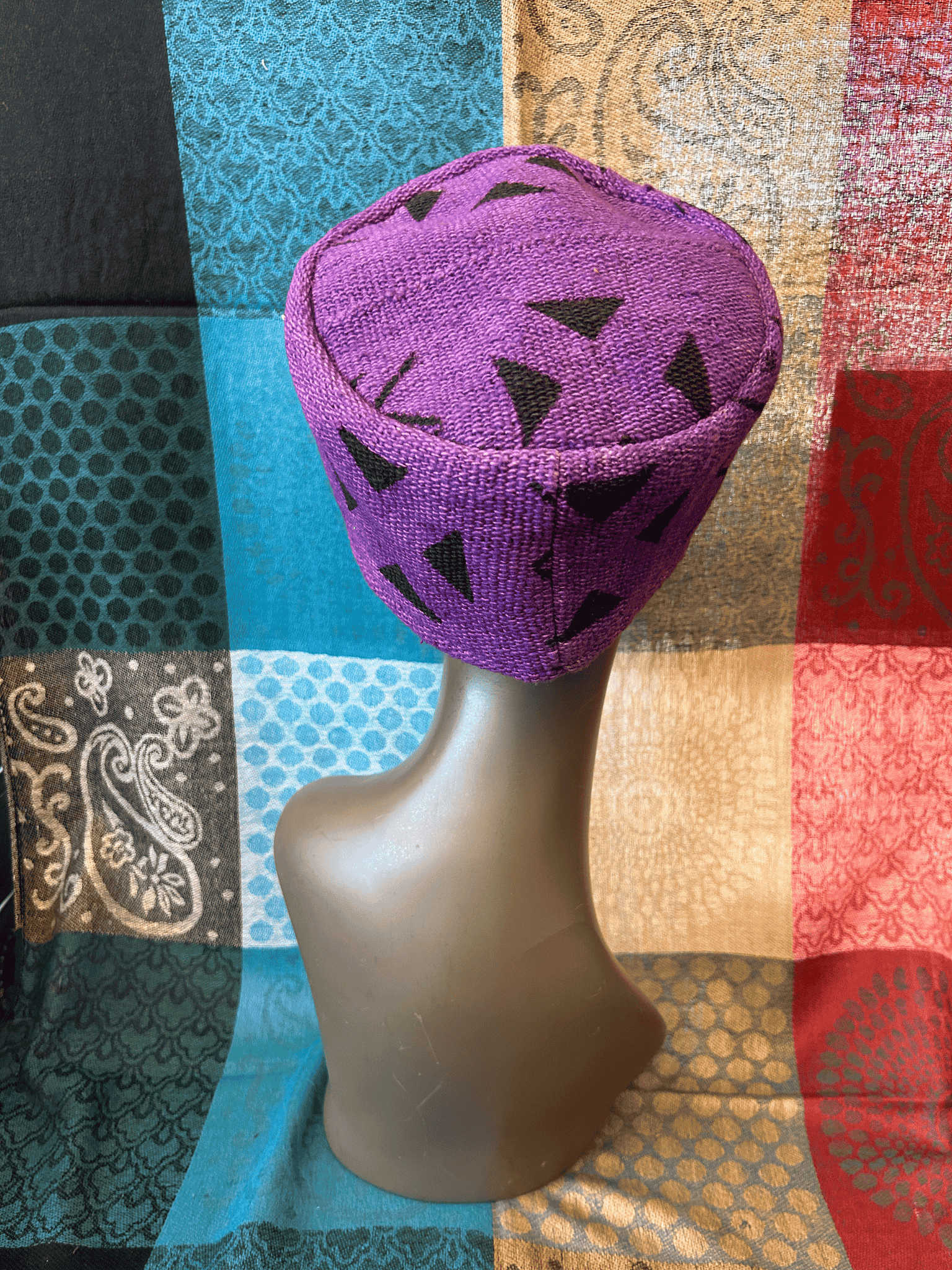 Mudcloth Kofi Hat Purple and Black