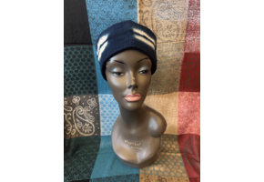Mudcloth Kofi Hat Navy Blue and White