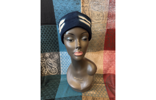 Mudcloth Kofi Hat Navy Blue and White