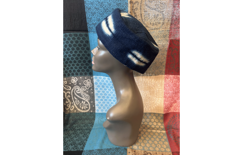 Mudcloth Kofi Hat Navy Blue and White