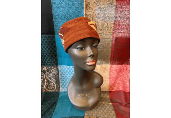 Mudcloth Kofi Hat Brown and White