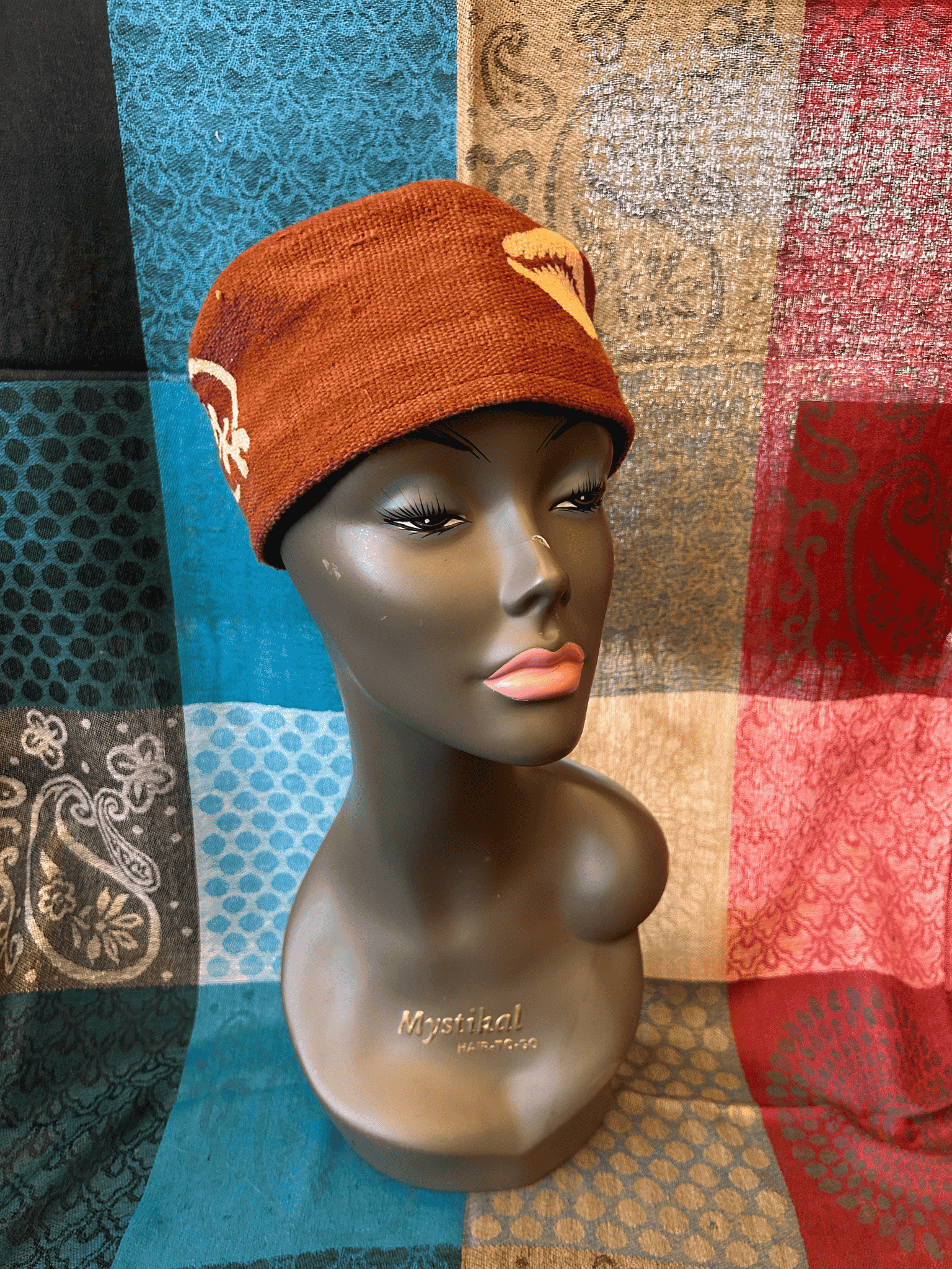 Mudcloth Kofi Hat Brown and White