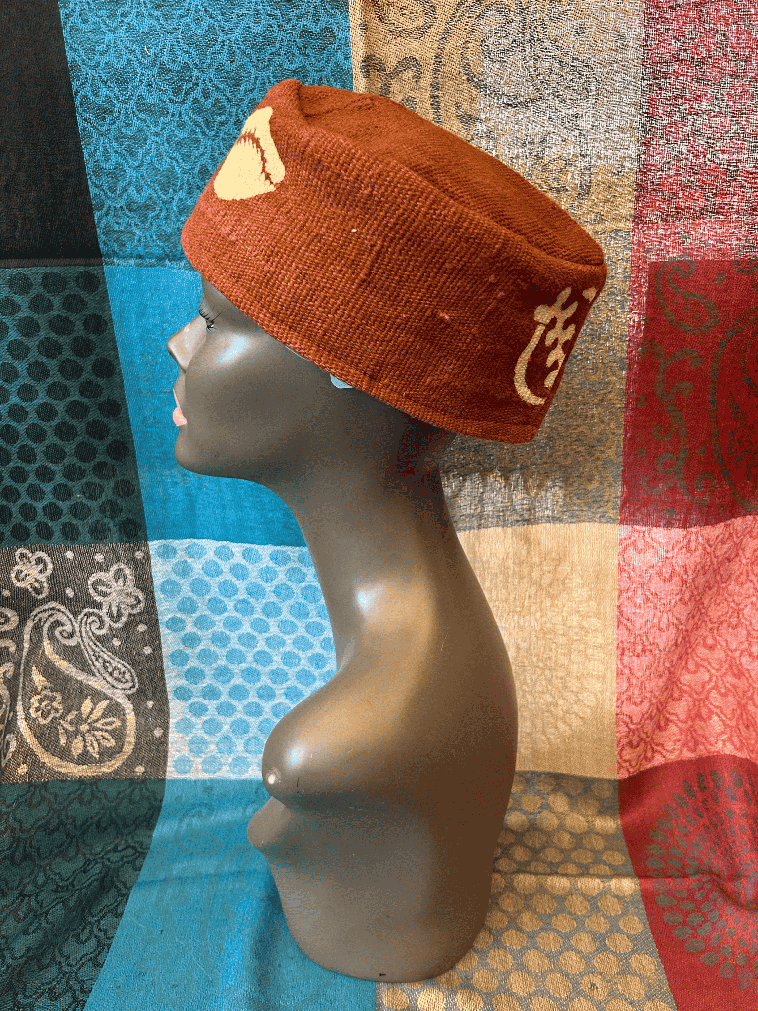 Mudcloth Kofi Hat Brown and White