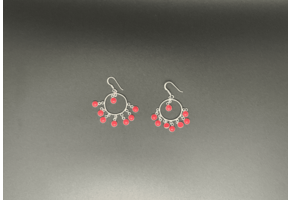 Silver Dangling Earring w/ Pink Beads