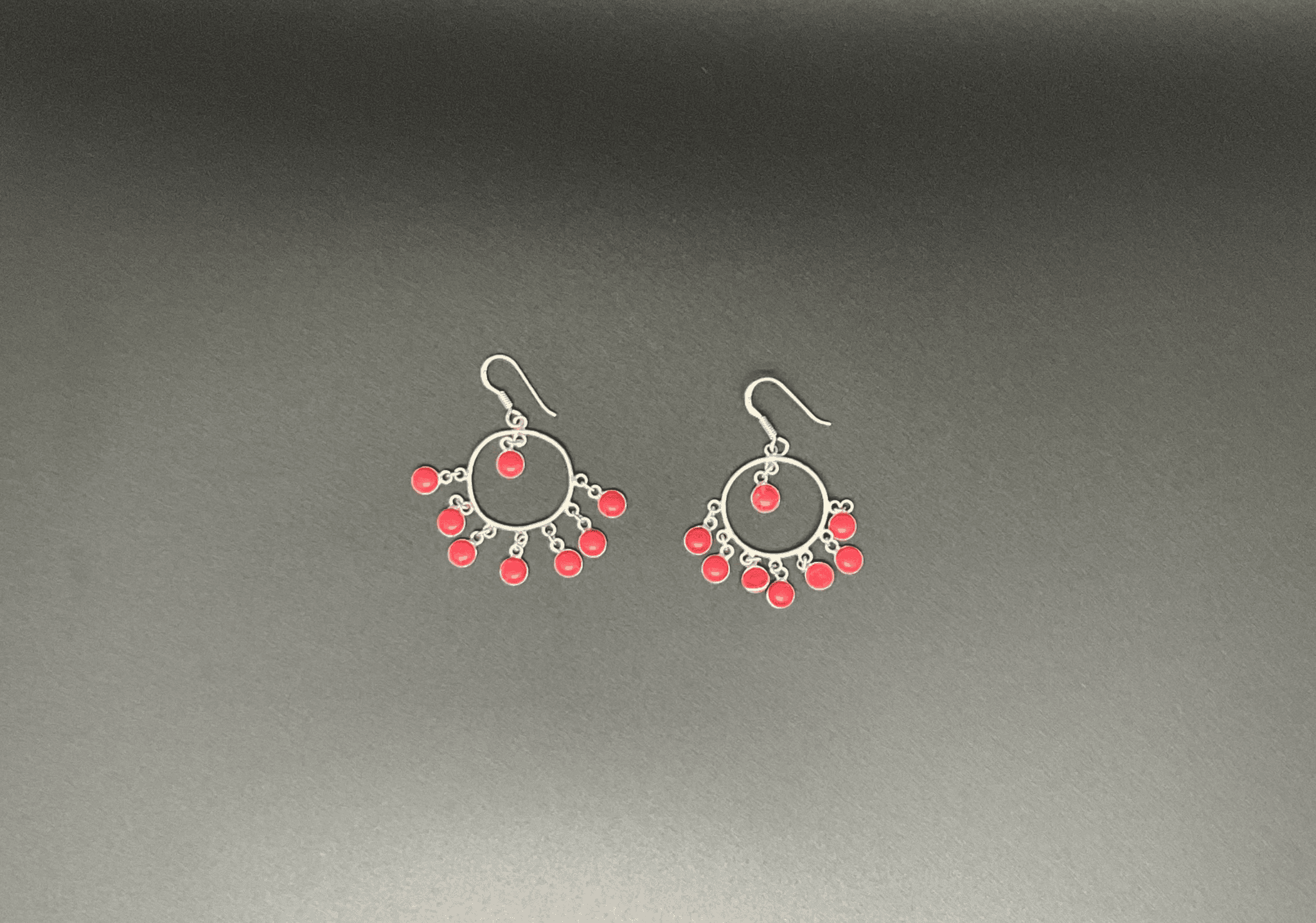 Silver Dangling Earring w/ Pink Beads