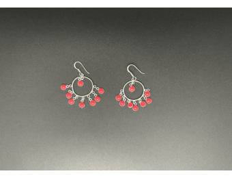 Silver Dangling Earring w/ Pink Beads